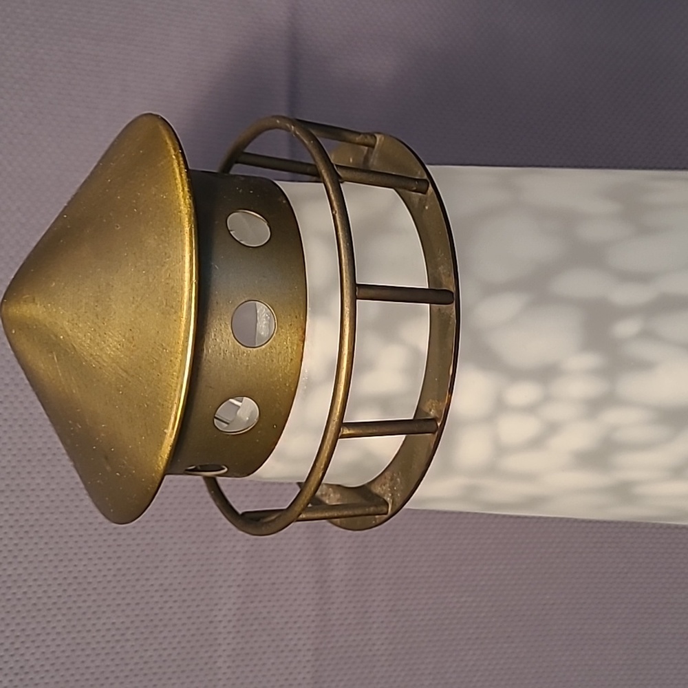 Lighted White Frosted Art Glass Lighthouse With Brass Base - Picture 12 of 12